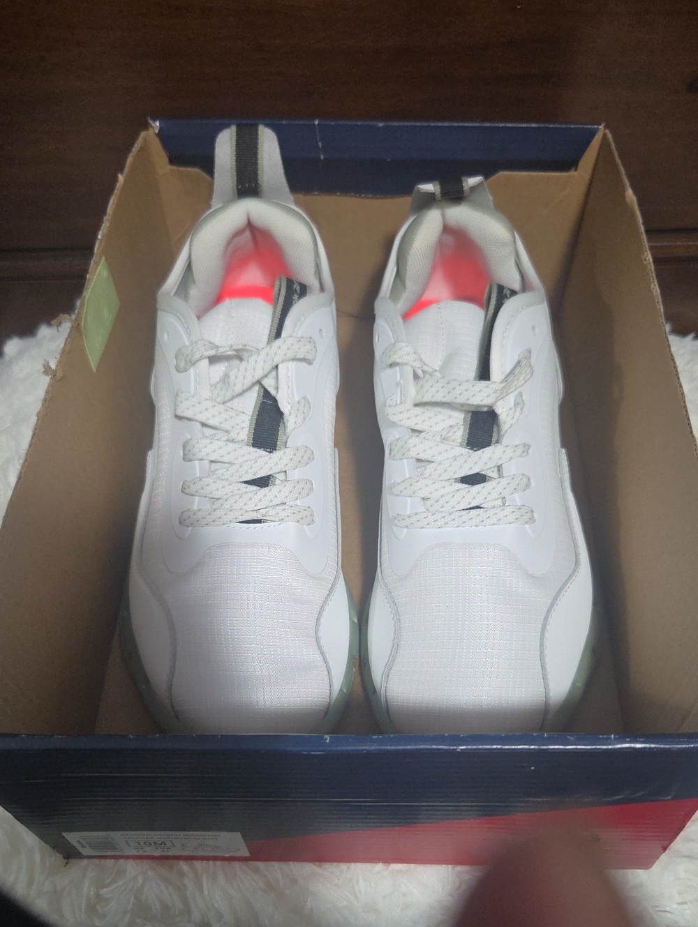 Reebok Women's White Sneakers with Black and Neon Pink Accents